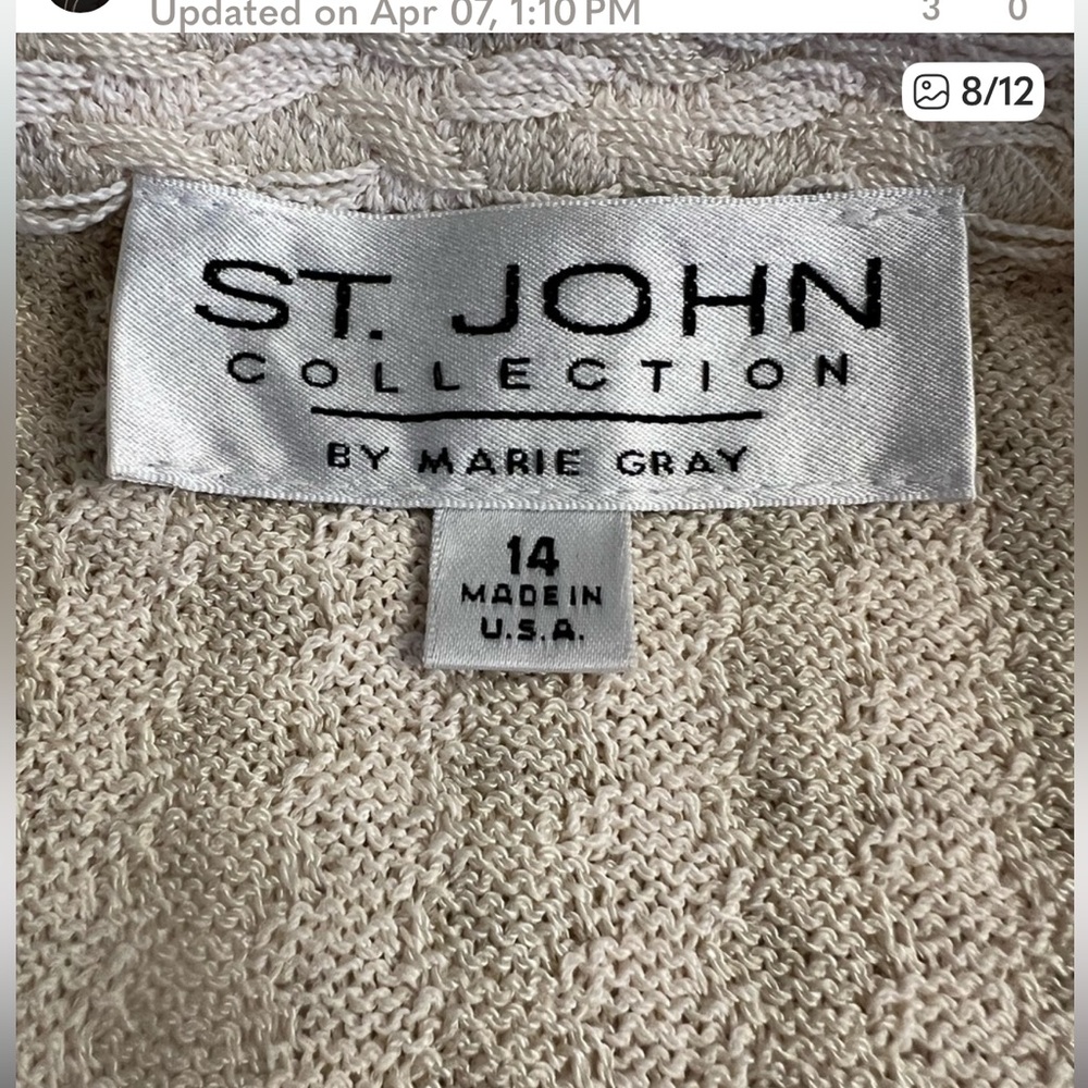 St. John Collection Cream Blazer with Floral Accents - Picture 7 of 9